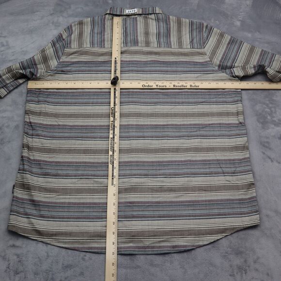 Swiss Tech Shirt Mens XL Extra Blue Striped Outdoor Hike Stretch Button Up - Picture 3 of 16